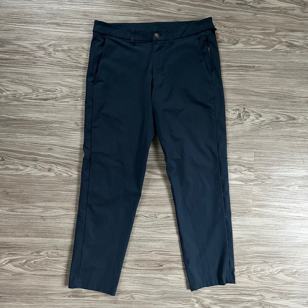 Lululemon Commission Slim-Fit Pant 32 Navy Blue Warpstreme Tapered Chino Mens